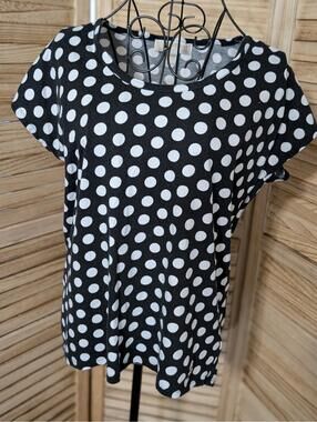 Michael Kors / Black Polka Dot Scoop Neck Sleeveless Knit T-Shirt Top / Size M